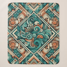 Turquoise et Motif en terre cuite d'inspiration az
