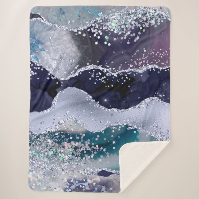 Couverture Sherpa *~* Turquoise Ocean Agate Pearl Holo PARTIES SCINT (Devant)