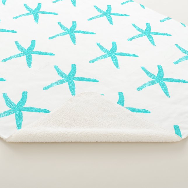 Couverture Sherpa Turquoise poisson d'eau de mer Motif blanc Noël br (3/4)