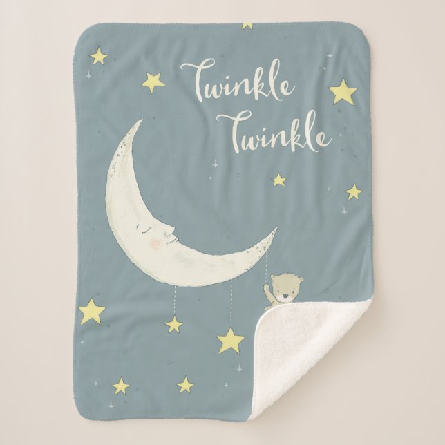 Couverture Sherpa Twinkle Moon et étoiles Sherpa Blanket (Devant)