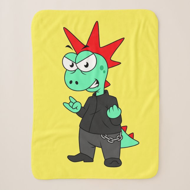 Couverture Sherpa Tyrannosaurus Rex Habillé Comme Un Punk. (Devant)
