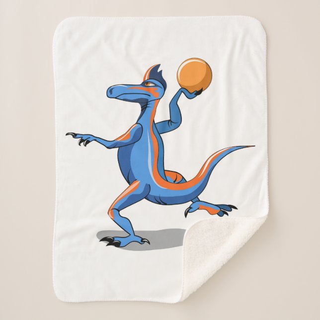 Couverture Sherpa Un Dessin Iguanodon Jouant Au Basket-Ball. (Devant)