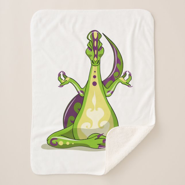 Couverture Sherpa Un Dinosaure Iguanodon Qui Fait Du Yoga. (Devant)