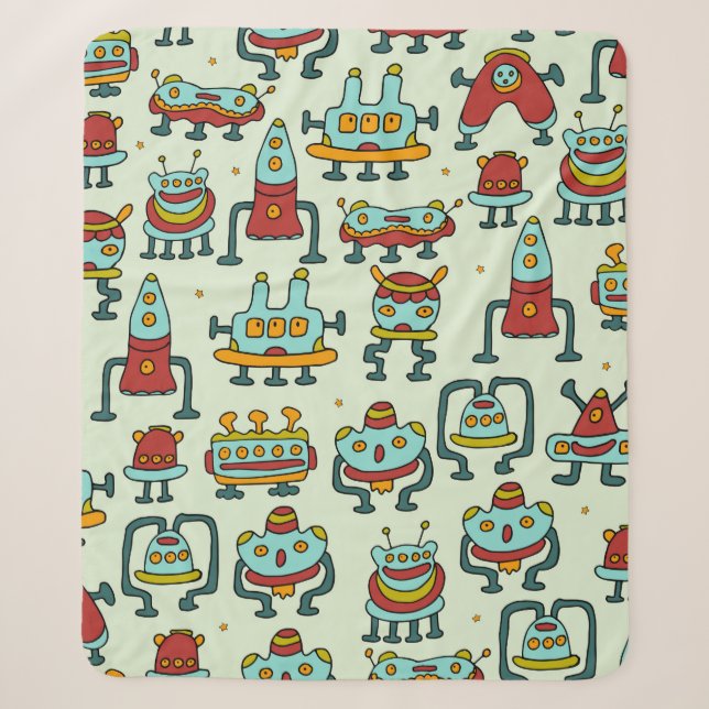 Couverture Sherpa Un motif de robots - aliens. illustration.  (Devant)