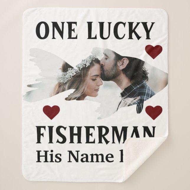 Couverture Sherpa Un pêcheur chanceux appariant photo de deux poisso (Devant)