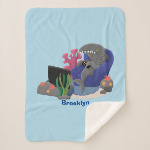 Couverture Sherpa Un requin drôle en regardant la bande dessinée de 