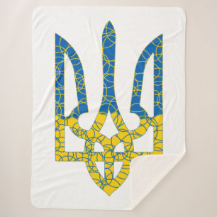 Couverture Sherpa Un trident ukrainien texturé drapeau d'Ukraine cou
