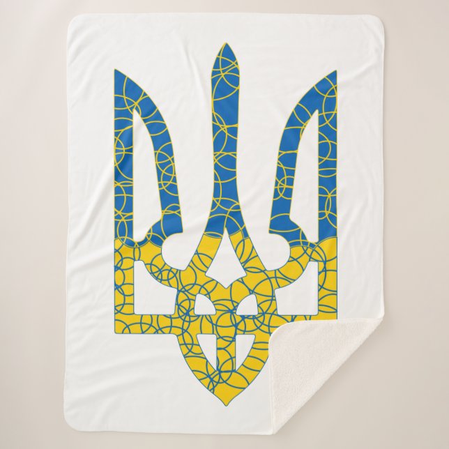 Couverture Sherpa Un trident ukrainien texturé drapeau d'Ukraine cou (Devant)