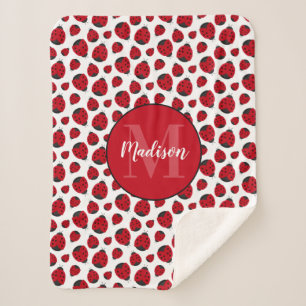 Couverture Sherpa Une fille personnalisée Motif de la coccinelle ro
