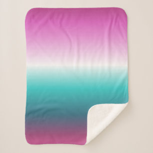 Couverture Sherpa unicorn lavender turquoise ombre turquoise mermaid