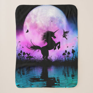 Couverture Sherpa Unicorne avec peu de fée