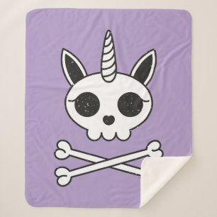 Couverture Sherpa Unicorne crâne et os croisés