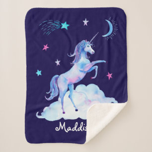Couverture Sherpa Unicorne personnalisée sur nuages Sherpa Snuggy