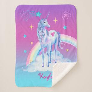 Couverture Sherpa Unicorne personnalisée sur nuages Sherpa Snuggy Sh