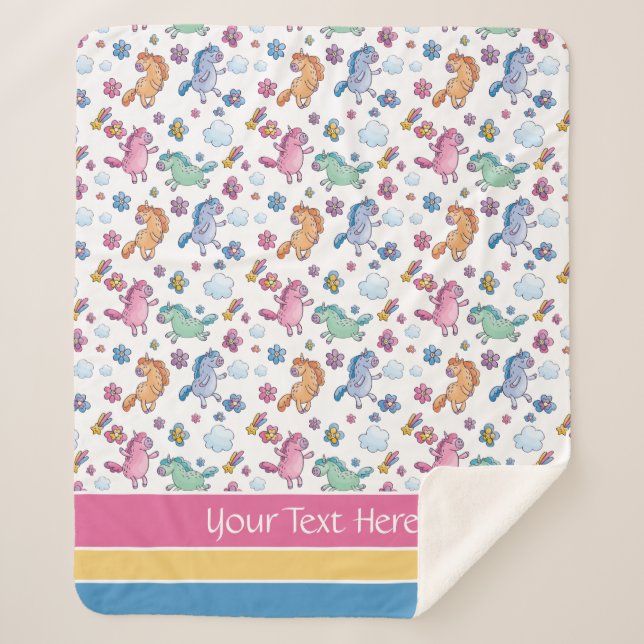 Couverture Sherpa Unicornes lunaires et jolies fleurs brillantes (Devant)