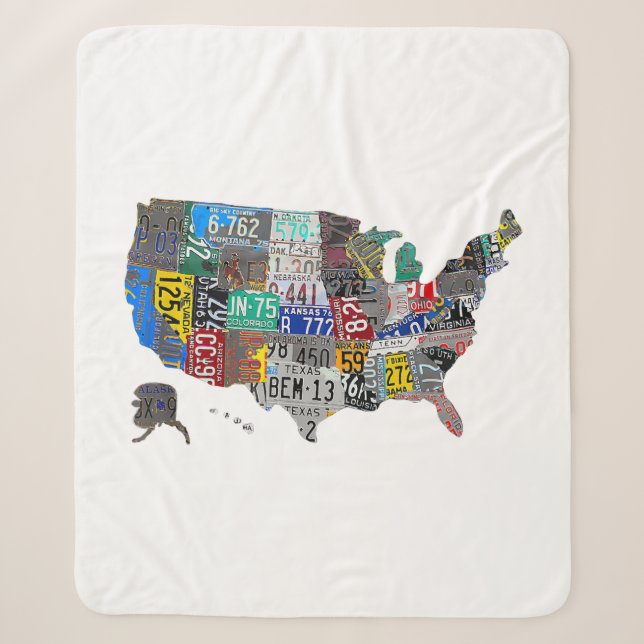 Couverture Sherpa US American United States Map Flag License Plate A (Devant)