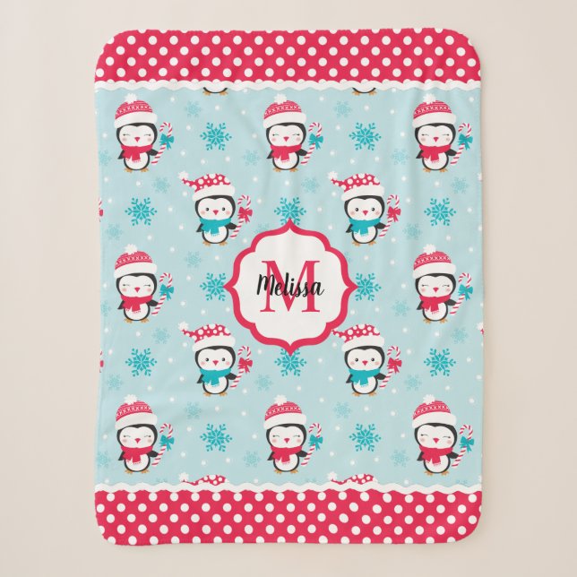 Couverture Sherpa Vacances de Noël mignonnes Monogram (Devant)