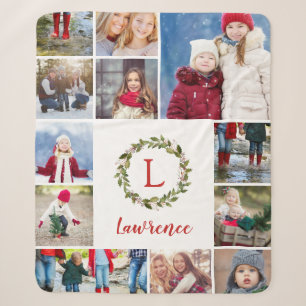 Couverture Sherpa Vacances Verdure Wreath Famille Monogramme 12 Phot