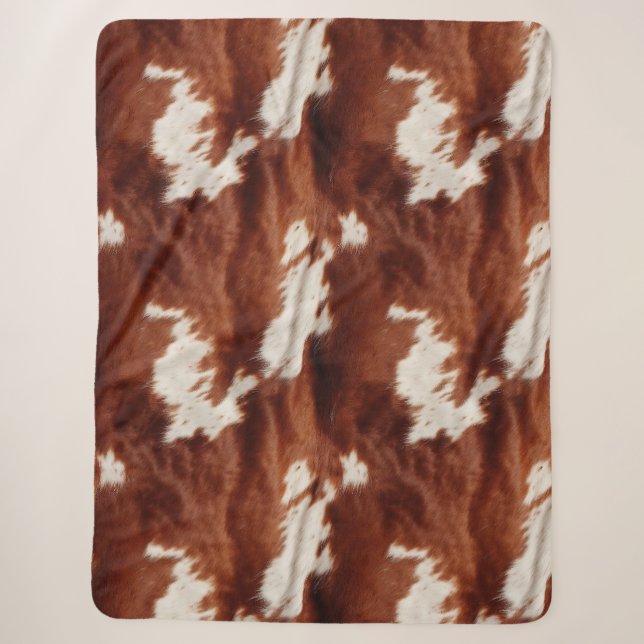 Couverture Sherpa Vache blanche Brown (Devant)