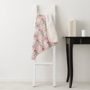 Couverture Sherpa Vaches roses et fleurs rustiques