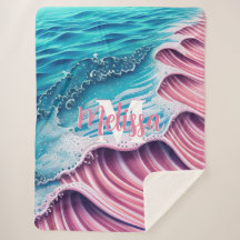 Vague rose s'écrasant sur le rivage Monogramme