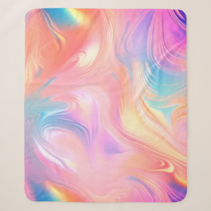 Couverture Sherpa Vagues abstraites roses bleues jaunes néon tendanc