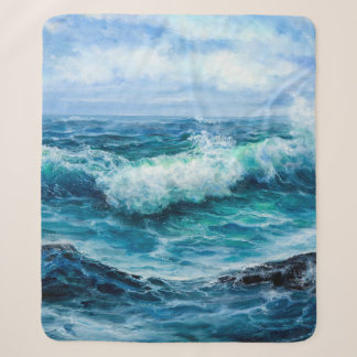 Couverture Sherpa Vagues dans l'océan. Impressionnisme moderne, mode