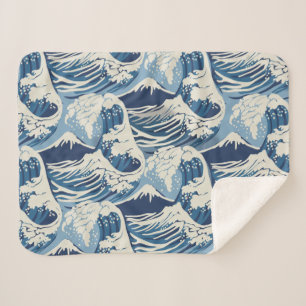 Couverture Sherpa Vagues de Surf Vintage