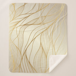 Couverture Sherpa Vagues dorées de luxe : Design Vintage de qualité