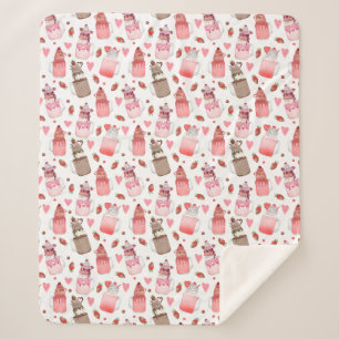 Couverture Sherpa Valentine Coeurs Milkshakes Motif de bonbons