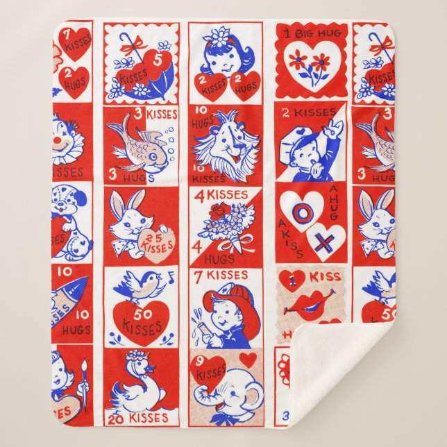 Couverture Sherpa Valentine Retro Love Hugs Motif (Devant)