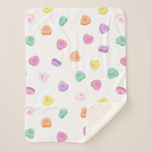 Couverture Sherpa Valentines Day Candy Hearts Motif