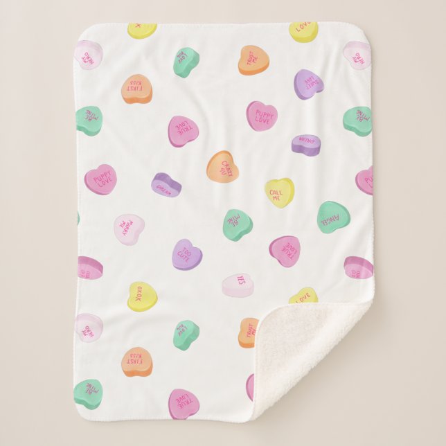 Couverture Sherpa Valentines Day Candy Hearts Motif (Devant)