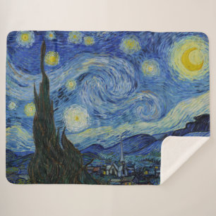 Couverture Sherpa Van Gogh Starry Nuit Cosy Décor Maison de vacances