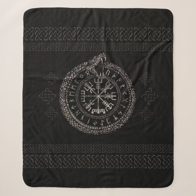 Couverture Sherpa Vegvisir avec Ouroboros et runes (Devant)