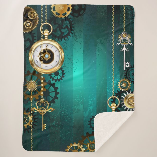Couverture Sherpa Veille bijoux Steampunk sur un Arrière - plan vert (Devant)