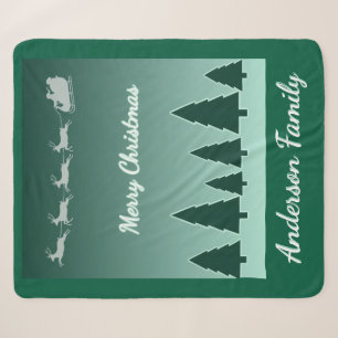 Couverture Sherpa Veillée de Noël en Famille Evergreen Sleigh Cozy