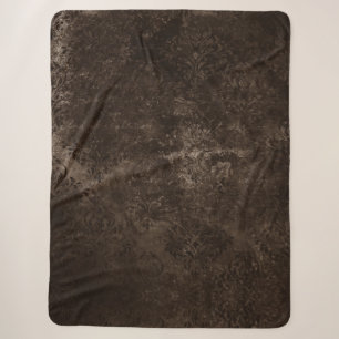 Couverture Sherpa Velvety Bronze Damask Grunge baroque Brown