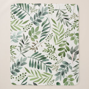 Couverture Sherpa Verdure botanique Feuille Aquarelle