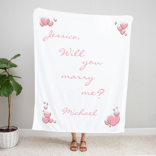 Couverture Sherpa Veux-Tu M'Épouser ? Proposition Coeurs roses