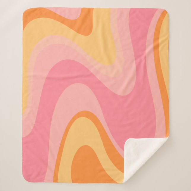 Couverture Sherpa Vibe rétro Abstrait Swirl 60s les années 70 rose e (Devant)