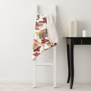 Couverture Sherpa Vibes d'automne confortables Kawaii