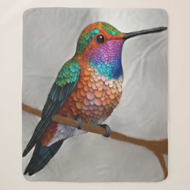Couverture Sherpa Vibrant Allen’s Hummingbird Painting (Devant)