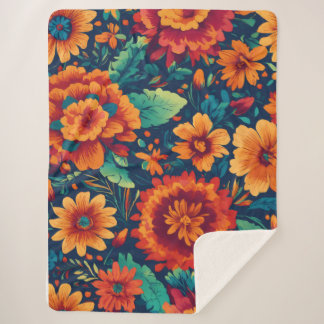 Couverture Sherpa Vibrant Floral Sherpa Blanket - Large