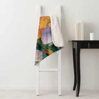 Couverture Sherpa Vibrant jet d'impasto floral peinture Couette Cozy
