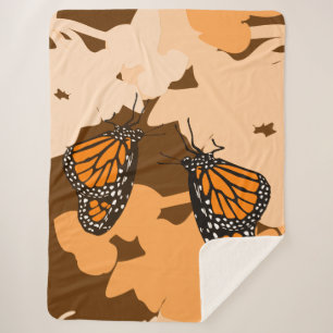 Couverture Sherpa Vibrant Orange Alimentation Monarque Papillon Pair