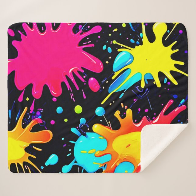 Couverture Sherpa Vibrant Paint Splatter Artwork Burst (Devant (Horizontal))