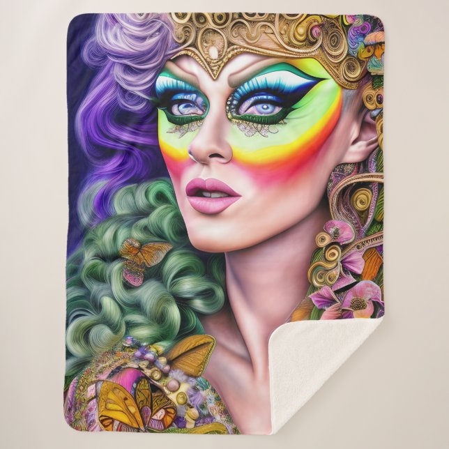 Couverture Sherpa Vibrement Bold LGBTQ Portrait Drag Queen Artwork (Devant)