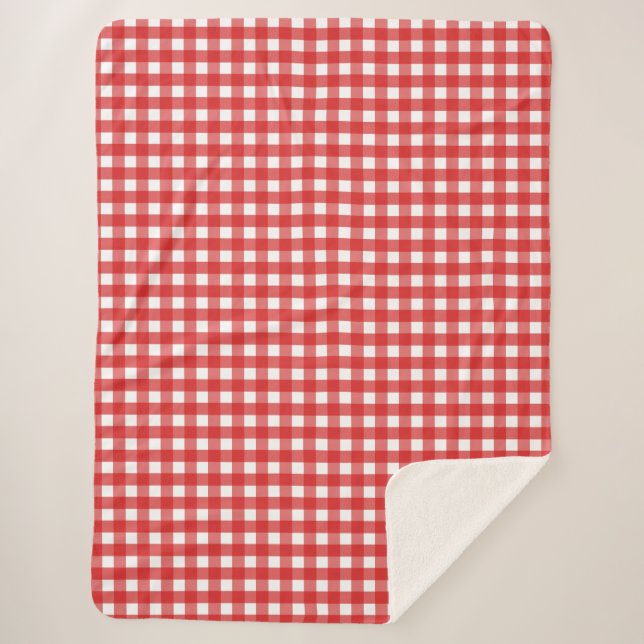 Couverture Sherpa Vichy rouge et blanc (Devant)