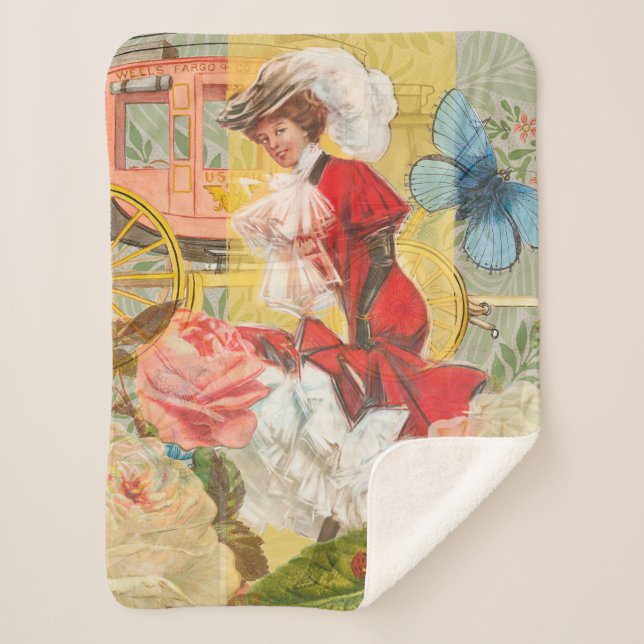 Couverture Sherpa Victorian Lady Woman Fun Carriage (Devant)